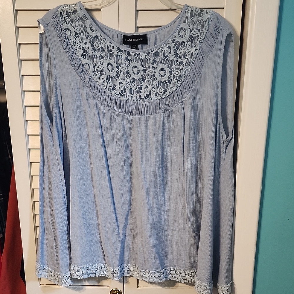 Lane Bryant Light Blue Lace Blouse